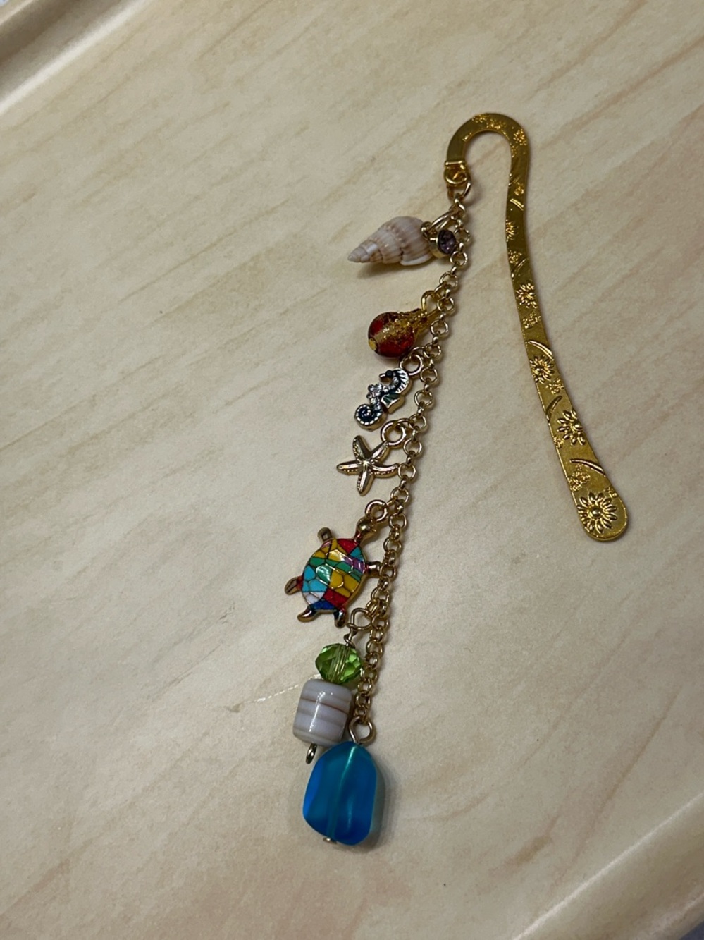 Multicolor Sea Turtle Charm Bookmark- Gold Tone - Picture 5 of 5